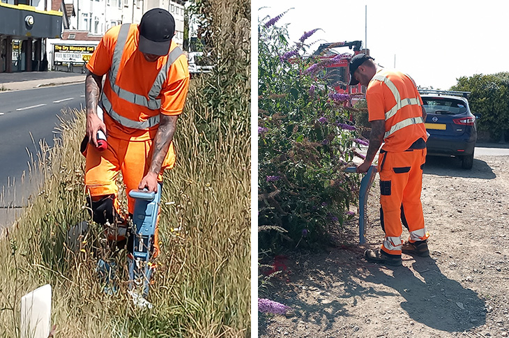 Shoreham flood defences - contractors scanning the ground where the wall and pathway will stand - July 2026