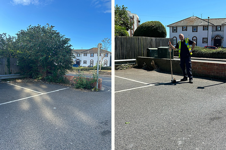 PR26-075 - Car park tidying - before and after - Tarmount Lane car park, Shoreham-by-Sea