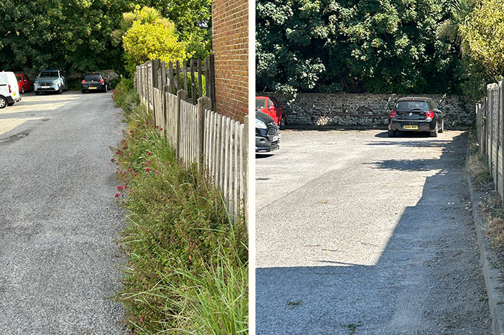 PR26-075 - Car park tidying - before and after - resident only car park Brighton Road, Shoreham-by-Sea