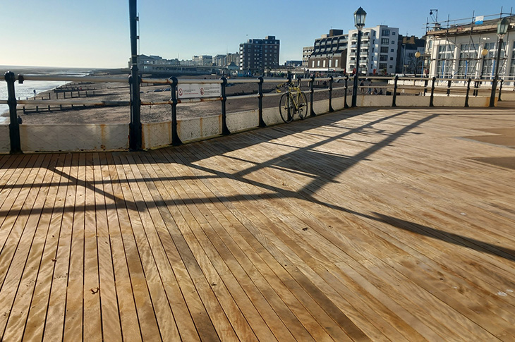 Worthing Pier - the new decking at the western entrance