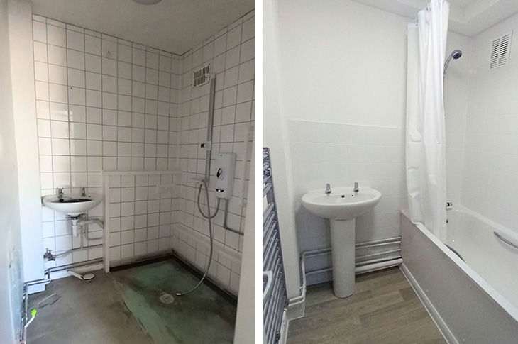 PR26-099 - Grange Court, Southwick - bathroom before and after photos