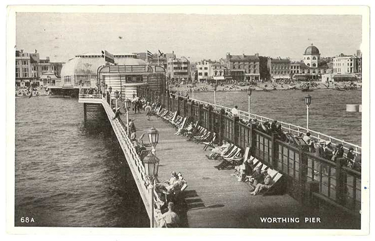 Worthing Pier - view towards the beach along the length of the Pier